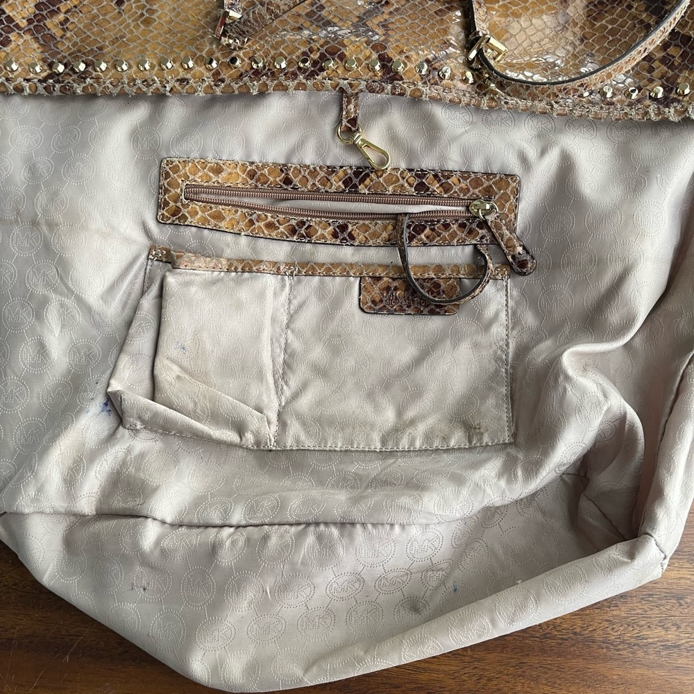 Michael Kors Brown Snake Print Tote - Picture 6 of 9